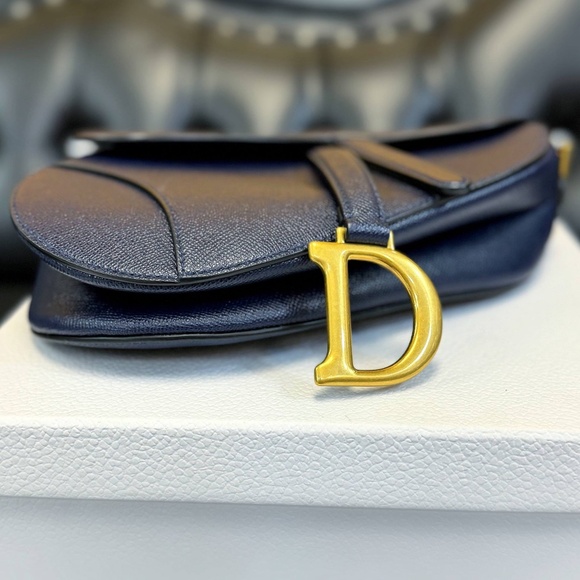 Christian Dior Saddle Bag Deep Ocean Blue Grained Calfskin - Picture 9 of 13